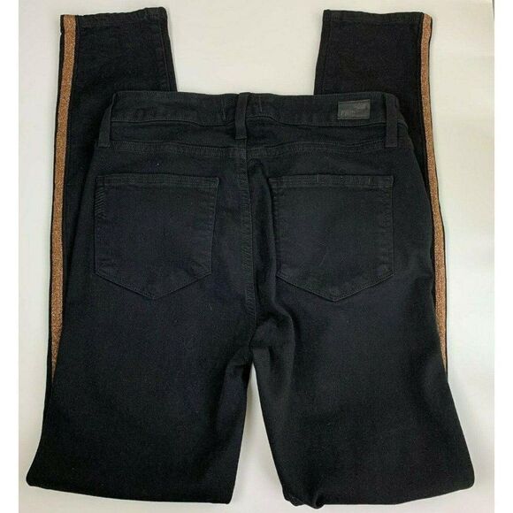 Paige Hoxton Ankle Jeans 27 Black Shadow Gold - Picture 6 of 8